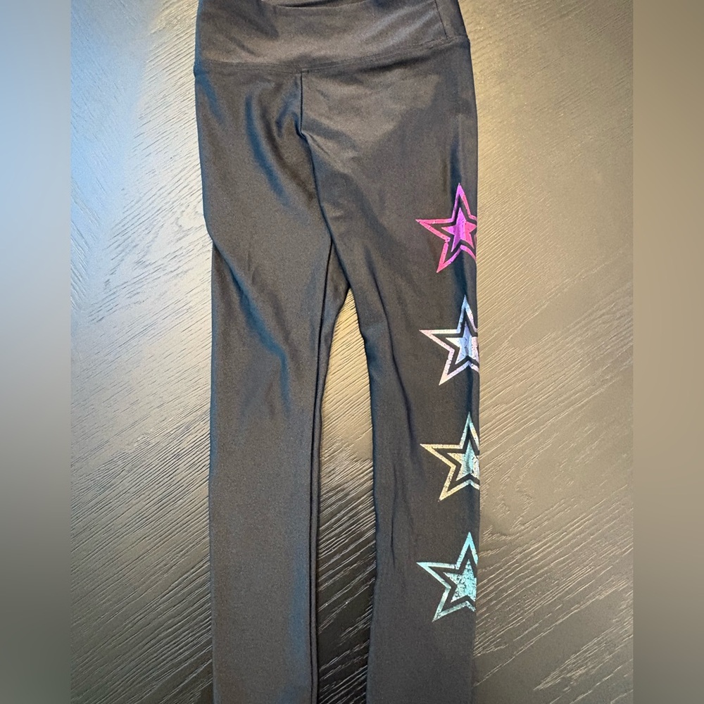 Girls' Black Star-Accent Performance Leggings